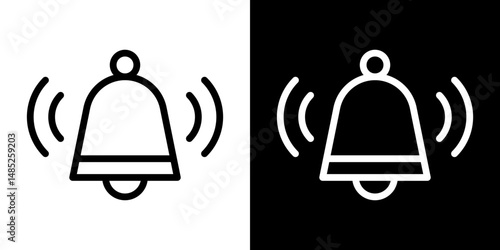 Notification bell icon line art, vector set
