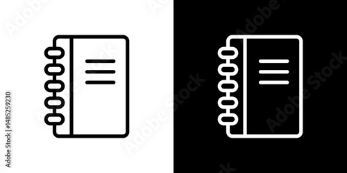 Notebook icon line art, vector set