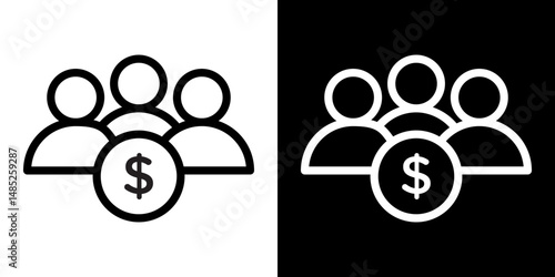 Mutual funds icon line art, vector set