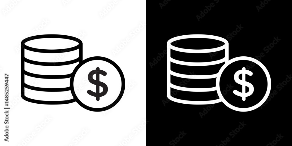 Money coin icon line art, vector set Money coin icon line art, vector set