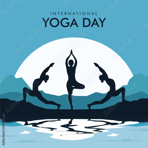 vector international yoga day poster template