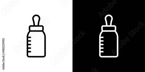 Milk bottle icon line art, vector set