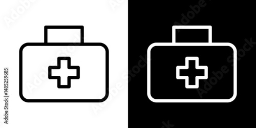 Medical aid kit icon line art, vector set