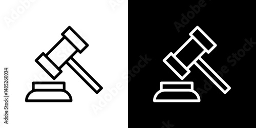 Law icon line art, vector set