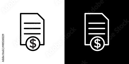 Invoice payment icon line art, vector set