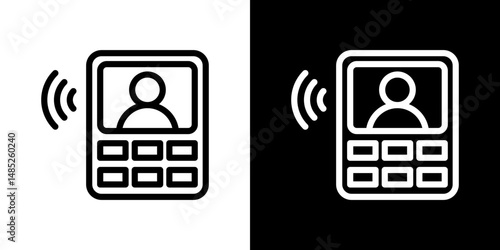 Intercom icon line art, vector set