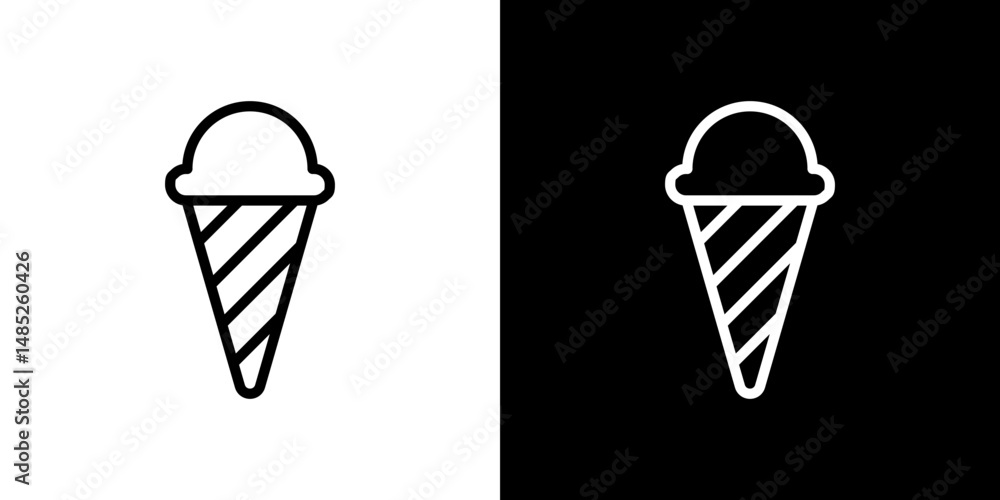 Ice cream cone icon line art, vector set Ice cream cone icon line art, vector set