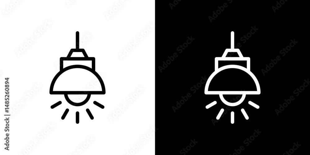 Hanging light icon line art, vector set Hanging light icon line art, vector set