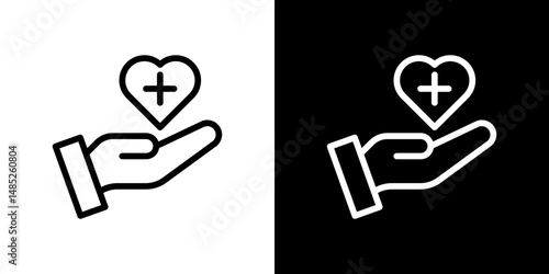 Health insurance icon line art, vector set