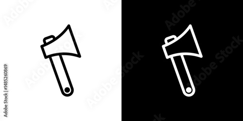 Hatchet icon line art, vector set