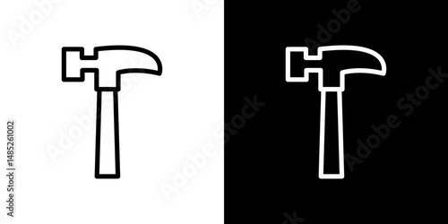 Hammer icon line art, vector set
