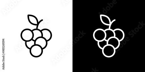 Grapes icon line art, vector set