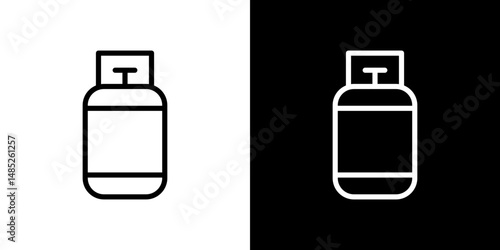 Gas cylinders icon line art, vector set