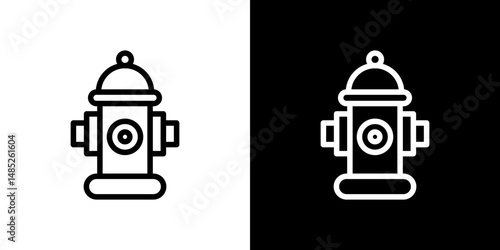 Fire hydrant icon line art, vector set