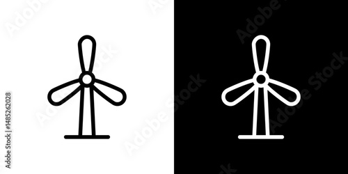 Eolic energy icon line art, vector set