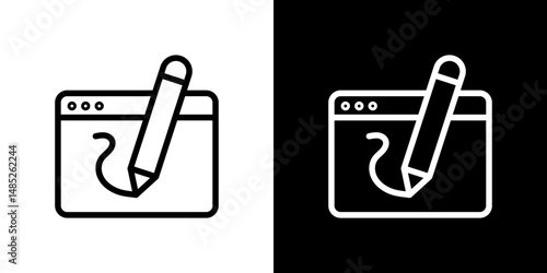 Electronic signature icon line art, vector set