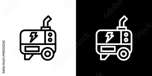 Electric generator icon line art, vector set