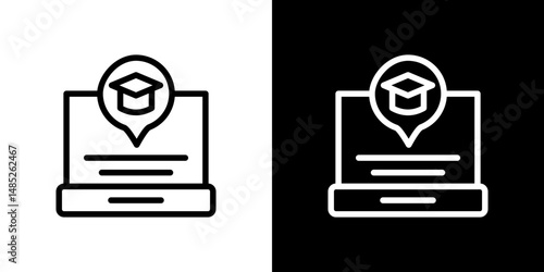 E learning icon line art, vector set