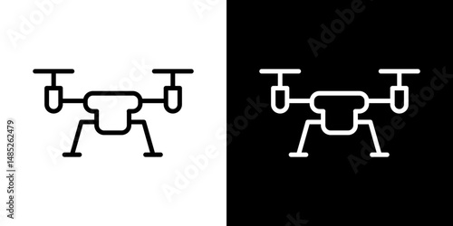 Drone icon line art, vector set