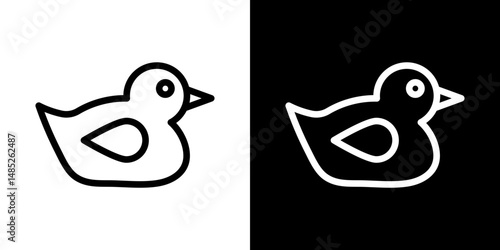 Duck icon line art, vector set