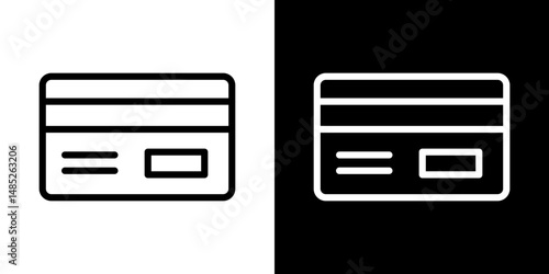 Credit card icon line art, vector set