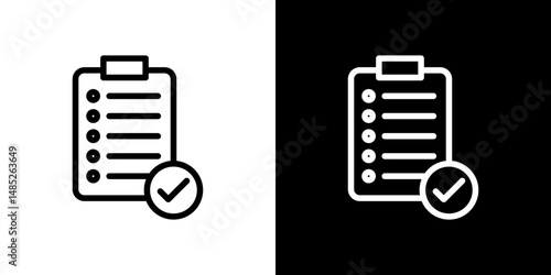 Clipboard check icon line art, vector set
