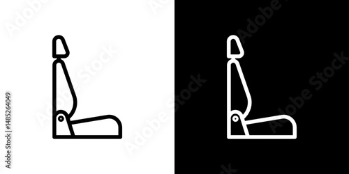 Car seat icon line art, vector set