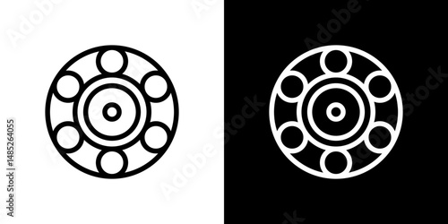 Car bearing icon line art, vector set