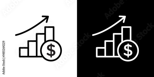 Business growth icon line art, vector set