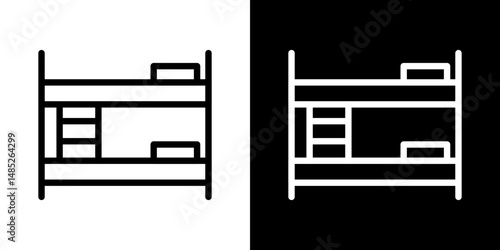 Bunk bed icon line art, vector set