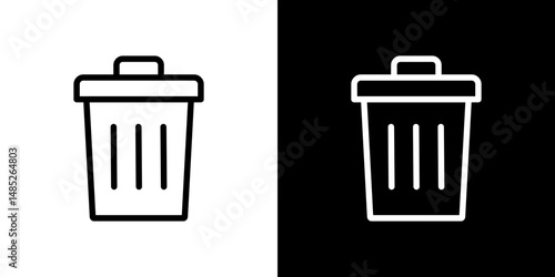 Bin icon line art, vector set