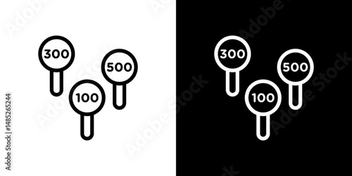Auction icon line art, vector set