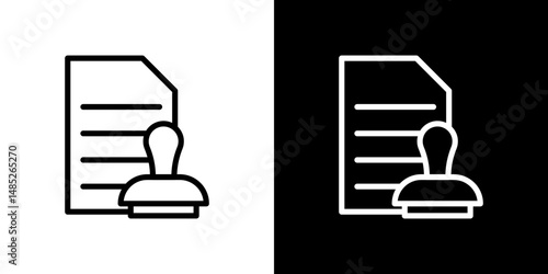 Approved document icon line art, vector set