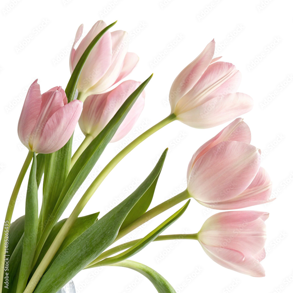Naklejka premium Beautiful Pink Tulips isolated PNG or Transparency Background