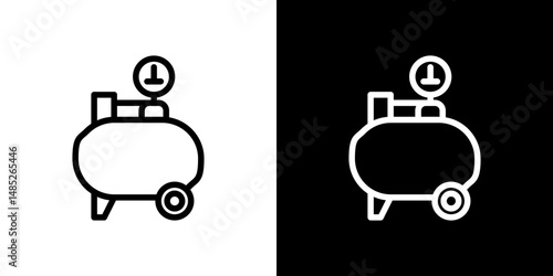 Air compressor icon line art, vector set