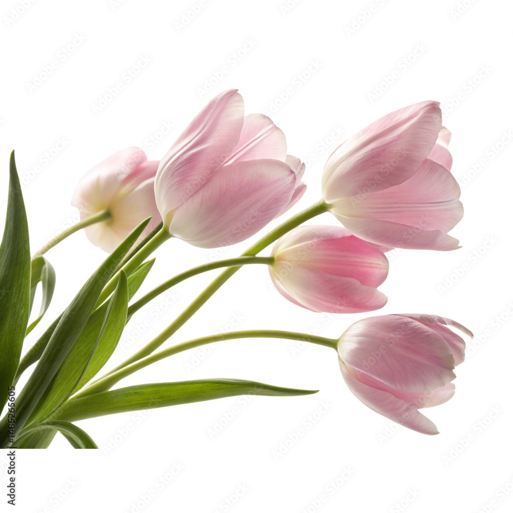 Naklejka premium Beautiful Pink Tulips isolated PNG or Transparency Background