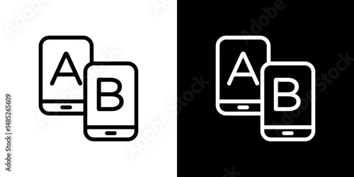 A B testing icon line art, vector set