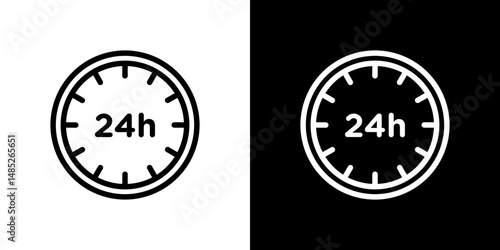 24 Hrs icon line art, vector set
