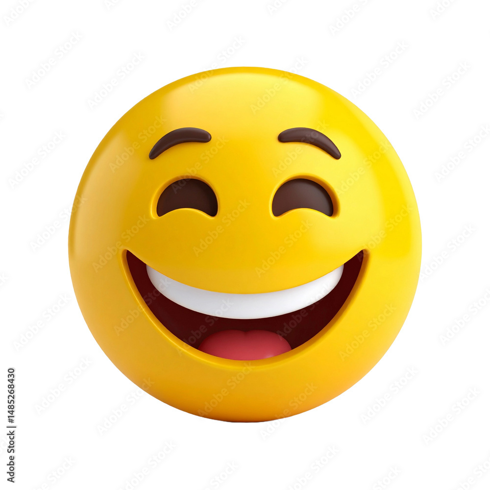 Fototapeta premium Smiling emoticon, happy face emoji, joyful expression