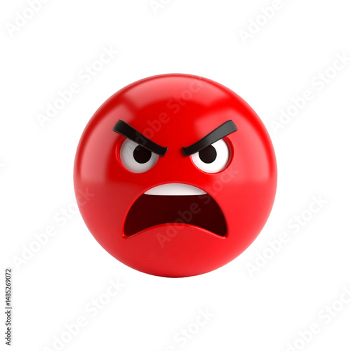 A vibrant red emoji conveying strong feelings of anger and frustration. With its expressive features, the emoji clearly portrays negative emotions