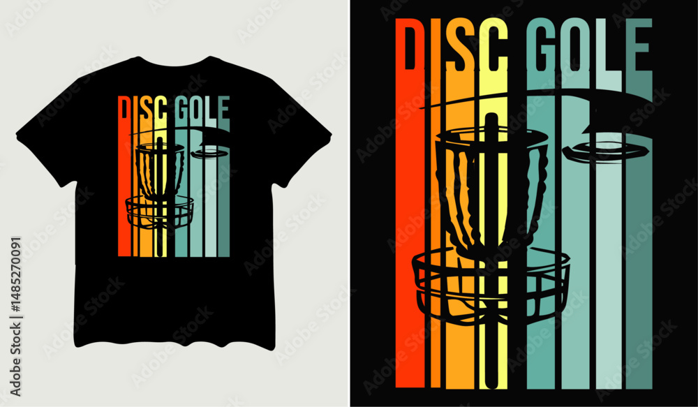 Fototapeta premium Disc golf retro t-shirt design for t-shirt quotes or poster svg printable cut file