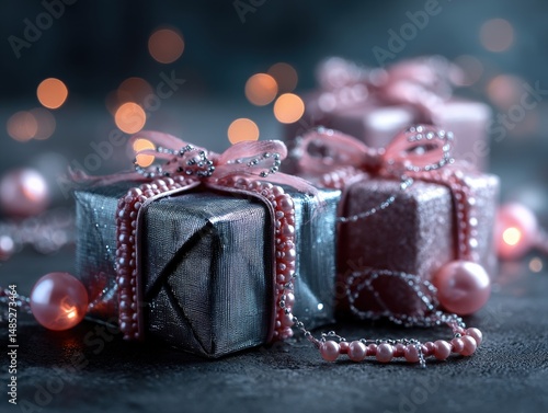 Shiny wrapped present boxes...