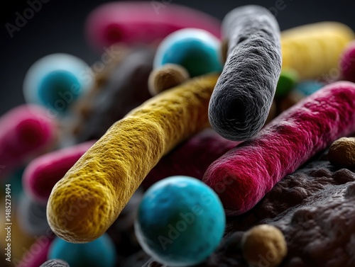 Colorful microscopic view o...