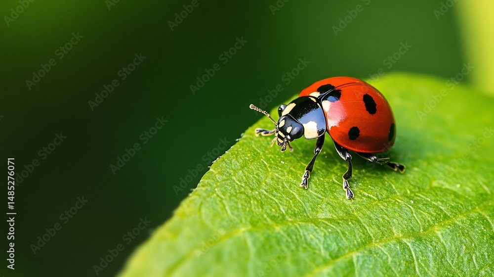 Ladybug on Green Leaf: A Vibrant Macro Photograph Ladybug on Green Leaf: A Vibrant Macro Photograph
