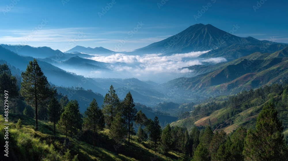 Fototapeta premium A Glimpse of Heaven in Dieng Plateau indonesian