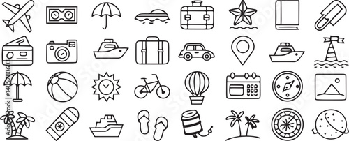 Travel Theme Minimalist Flat Icons