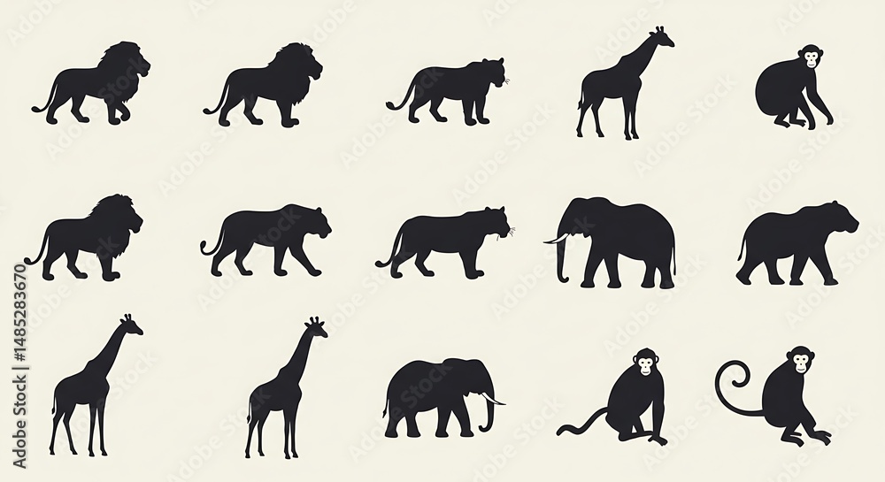 Naklejka premium Safari Silhouettes