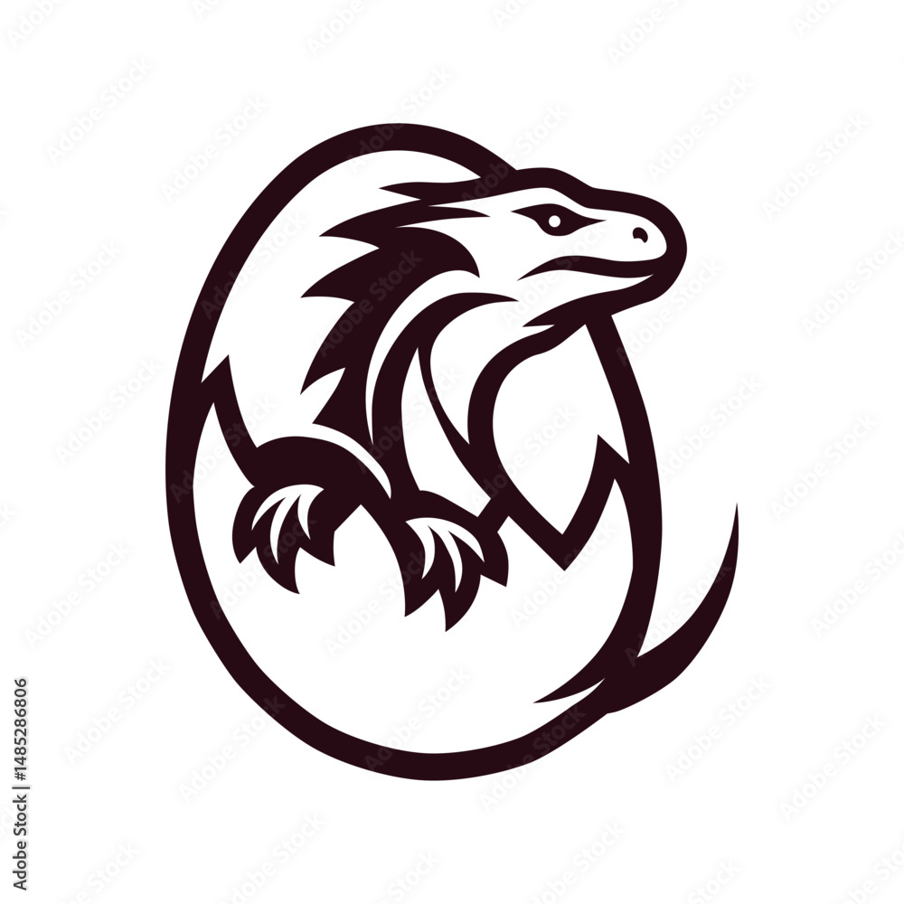 Naklejka premium Dinosaur Hatching from Egg