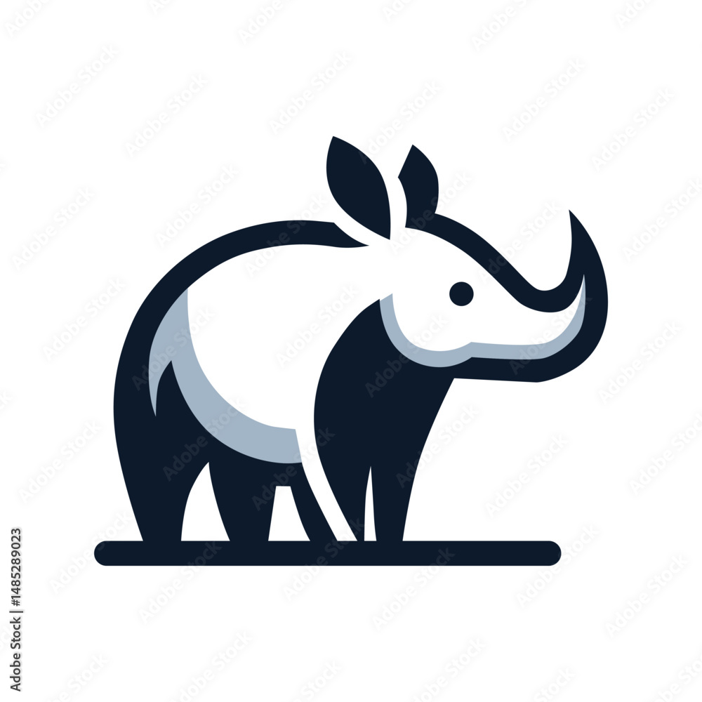 Fototapeta premium Stylized Black and White Rhino Logo