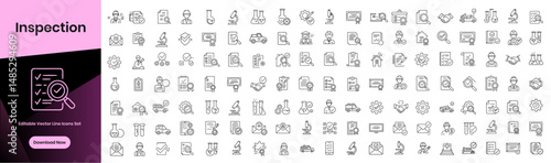 Comprehensive editable vector line inspection icons set